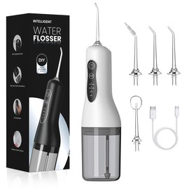 ICHIDO Irrigador Bucal Recargable, Limpiador Dental Inalámbrico con 4 Modos y 4 Puntas de Reemplazo, Hilo Dental Sin Cable con Taque de 240 ml para Higiene de Boca en Hogar y Viaje