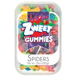 Zweet Sour Gummy Spiders 10 Ounce – Sour Kosher Candy, Halal Candy – Resealable Pack of Sour Gummy Candy, Gummy Insects,