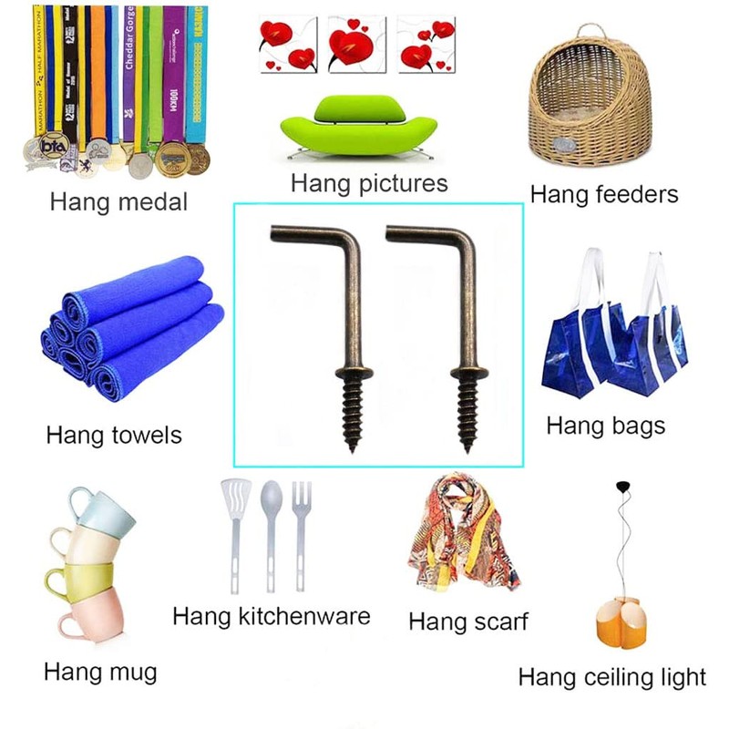IDEALSV 1 Inch 1 Shape Screw Hooks L Shape Hook