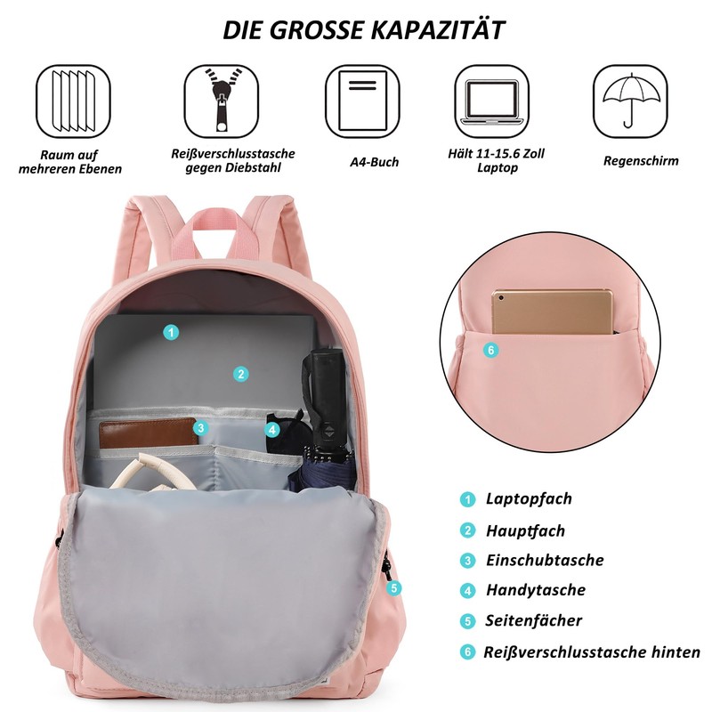 TANTOMI School Backpack Teenager, pink