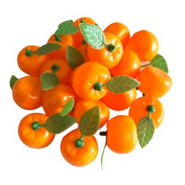 20pcs Mini Artificial Orange Birthday Fake Fruit Model Realistic Artificial Fruits Simulation Orange Decorative Tangerine Lifelike Faux Fruit Fake Orange for Home Kitchen Table Decoration