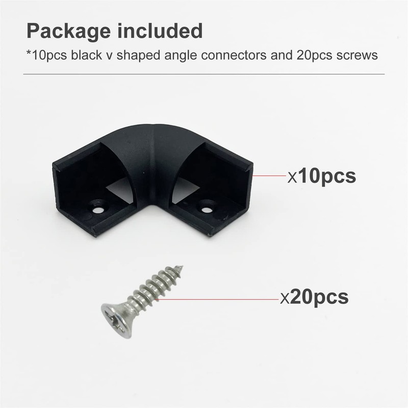 HAMRVL 10pcs Led Aluminum Channel Corner Kit Black for Led