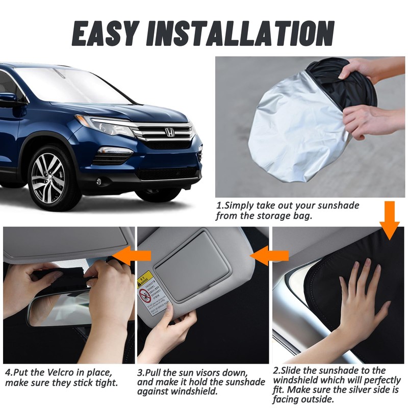 D-Lumina Windshield Sun Shade for 2016-2025 Honda Pilot Accessories, Front