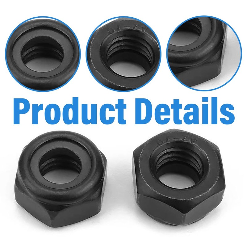 WeddHuis Pack of 50 Hex Nuts Self-Locking Nuts Stop Nut
