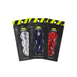 Caterpy Run - The Ultimate Elastic No Tie Shoelaces for Adults (3-Pack) (30in / 75cm, Silky White, Midnight Blue, Ruby Red)