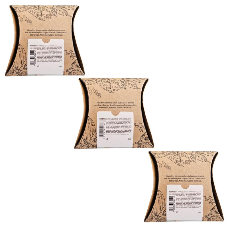 jabon artesanal de coco, paquete 3 piezas