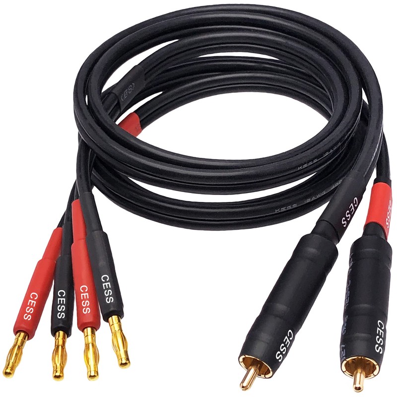 CESS-152-3f Banana Plug to RCA Cable, Phono Banana Speaker Cable,