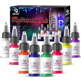 8 Colors UV Tattoo Ink Set,15ml Professional Fluorescent Ink Glow in The Dark Tattoo Ink Blacklight Ink,0.5oz/Bottle Neon Tattoo Ink Invisible