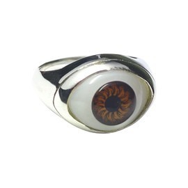 apop nyc "I C U Sterling Silver Brown Evil Eye Ring 9