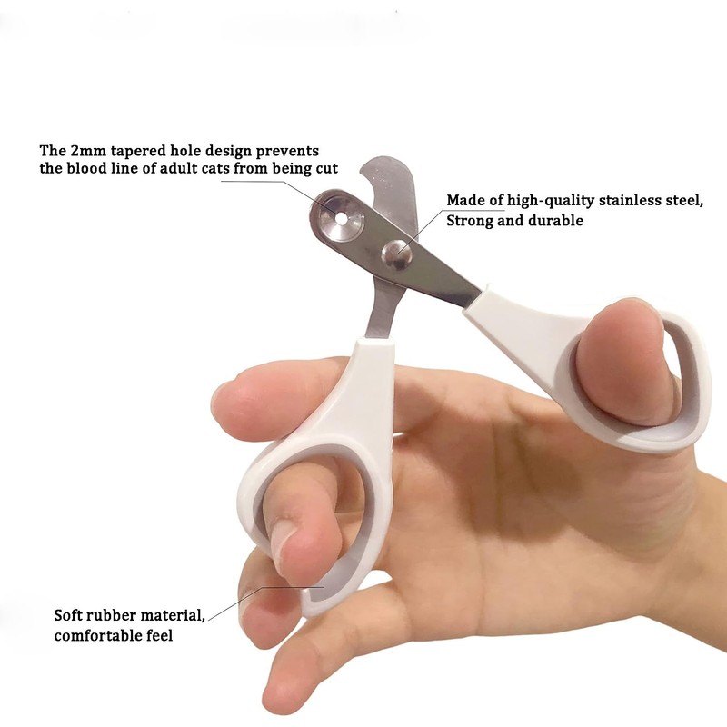 Cat Nail Clippers, Guillotine Type, Avoid Over-Cutting, Grooming Tool (White)