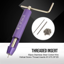 50pcs Threaded Inserts Repair Kit, Coiled Wire Helical Screw Thread Inserts, Stainless Steel Helicoil Type Set for Restoring