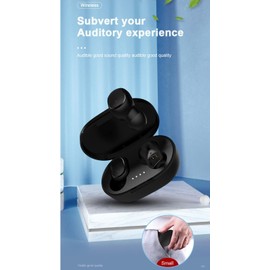 Wireless Mini Earphones Set earpuds in Eat TWS A6S Durable Earbuds for Phones Noise Cancelling Compatible with Most Phones (Black)