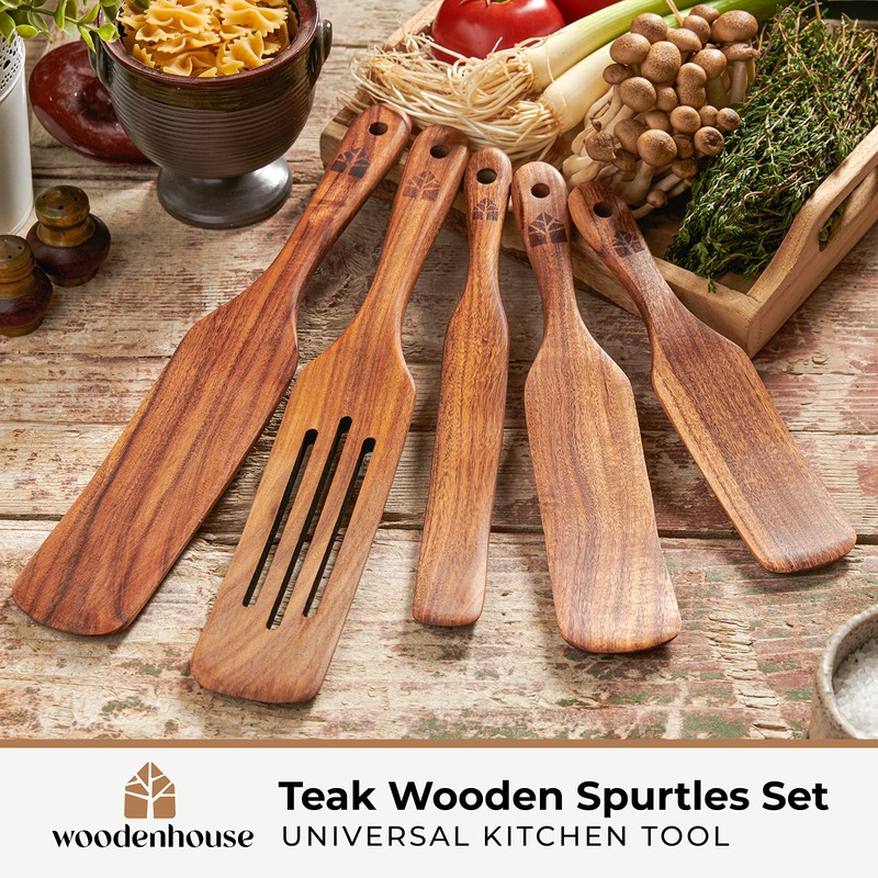 Wooden Spurtle Set, Teak Spurtles Kitchen Tools – Wooden Spatula