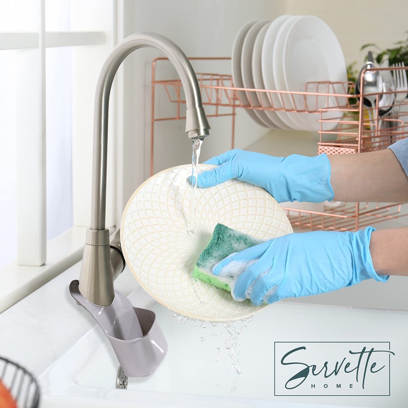 Sponge Holder for Kitchen Sink, Grey PVC Hanging Sponge Caddy