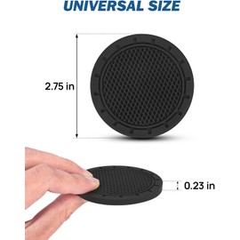 JOYTUTUS 4 Pack Car Cup Holder Coaster, Universal Anti-Slip Shockproof Car Coasters, 2.75 inch/6.8cm PVC Cup Holder Insert Coaster, Car Interior Accessories for Car, SUV, Truck (Black)