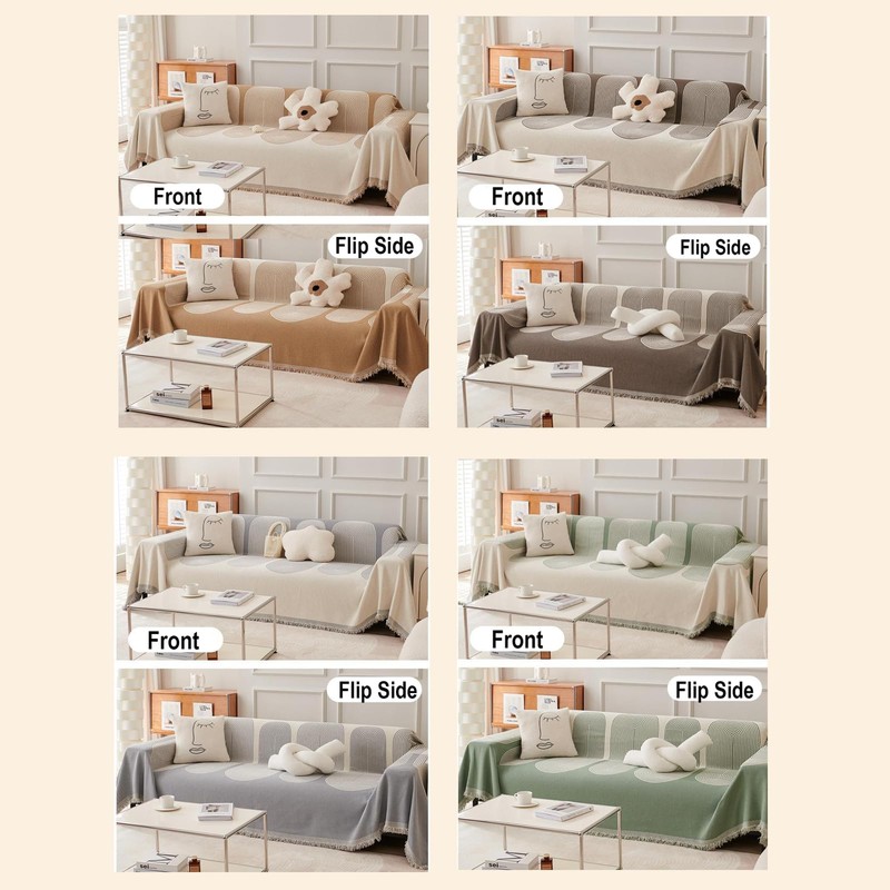 Elegant Reversible Chenille Sofa Cover, Double Sided Chenille Sofa Cover,