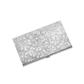 Z. Samuel Sterling Silver 925 Business Card Holder Case Hand Engraved Scroll Design
