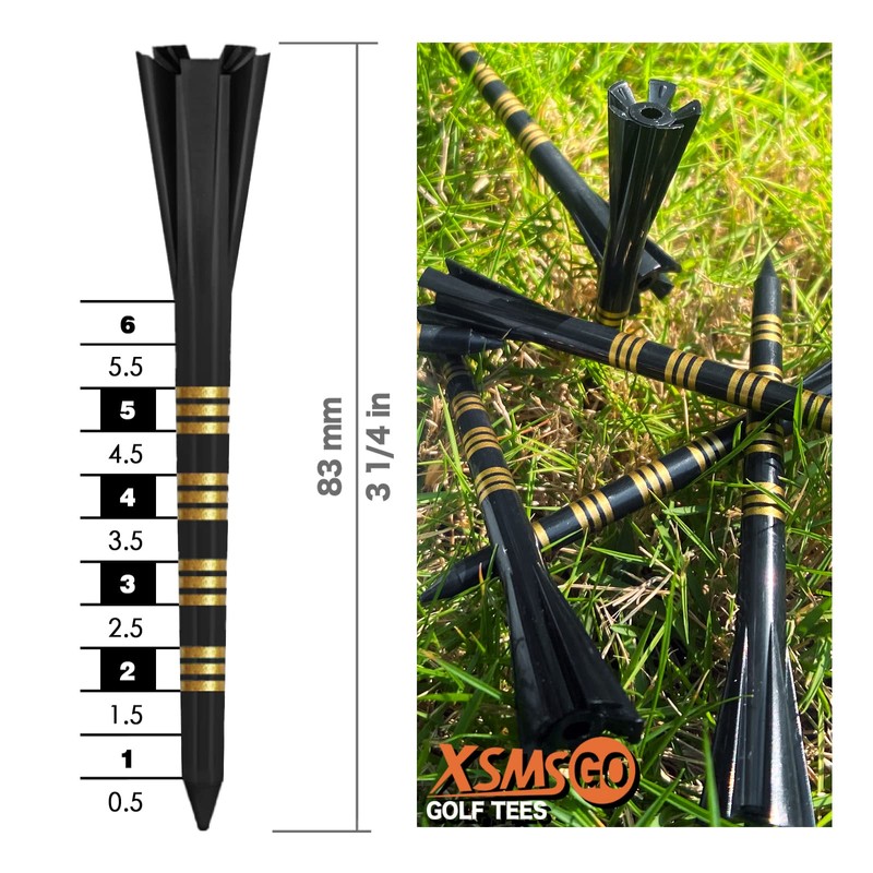XSMSGO Plastic Golf Tees with Stripe 3-1/4" Professional Performance Series