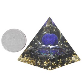 Nupuyai Lapis Lazuli Sphere Healing Crystal Pyramid with Gift Box, Spiral Symbol Spiritual Ornament Quartz Point Reiki Energy Figurine for Protection