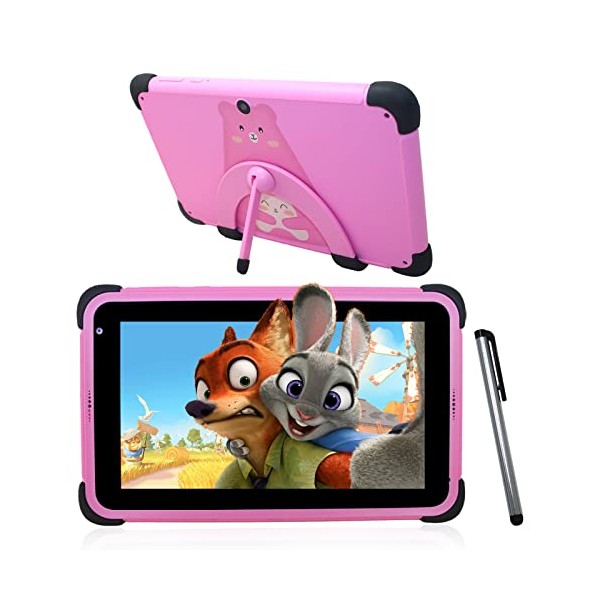 weelikeit Kids Tablet,8 inch tablet for kids, 32GB ROM Parent Control Tablets Shockproof Case with Wifi, Bluetooth, GMS for toddler girls boys(pink)