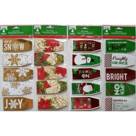 Christmas Large Foil Gift Tie Tags w Silver Strings 25/Pk SB, XM12, Select Theme - ‘Let It Snow’