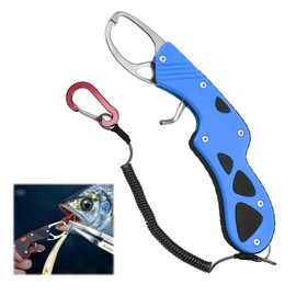 AUTAKI Fish Grip, Fishing Grip, Made of Alloy, Rust-resistant, Lightweight, Compact Design, Durable, Load Capacity 44.1 lbs (20 kg), Lightweight, Carabiner Included, Spiral Cord, Reinforced with 6