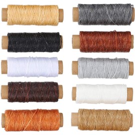 10 Piezas Hilo Encerado para Coser Cuero 150D Kit de Costura Manual 10 Colores para Artesanía y Reparación de Calzado