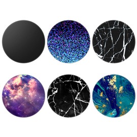 MCRUIS 6 Pack Cellphone Phone Grip and Smartphones Stand, Collapsible Cell Phone Expanding Holder for Phone - Black Marble Blue Galaxy, ZJ004