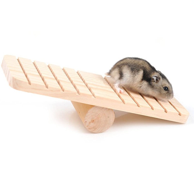 ANCLLO Hamster Hanging Ladder Wooden Seesaw Climbing Toy Cage Excise