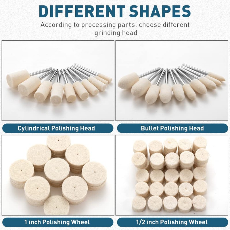 Felt Polishing Buffing Wheel for Dremel Rotary Tool 80Pcs Accessories