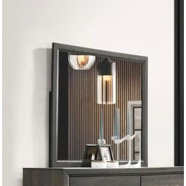 ZJMTOCYU Rectangular Wall Mirror with Wood Trim, Simple Design for Modern and Traditional Décor, Gray Finish