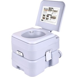 ELEVON Portable Toilet Travel RV Potty,5.3 Gallon Large Waste Tank,Splash-Free Dumping, Anti-Leak Water Pump for Camping Hiking, Trips