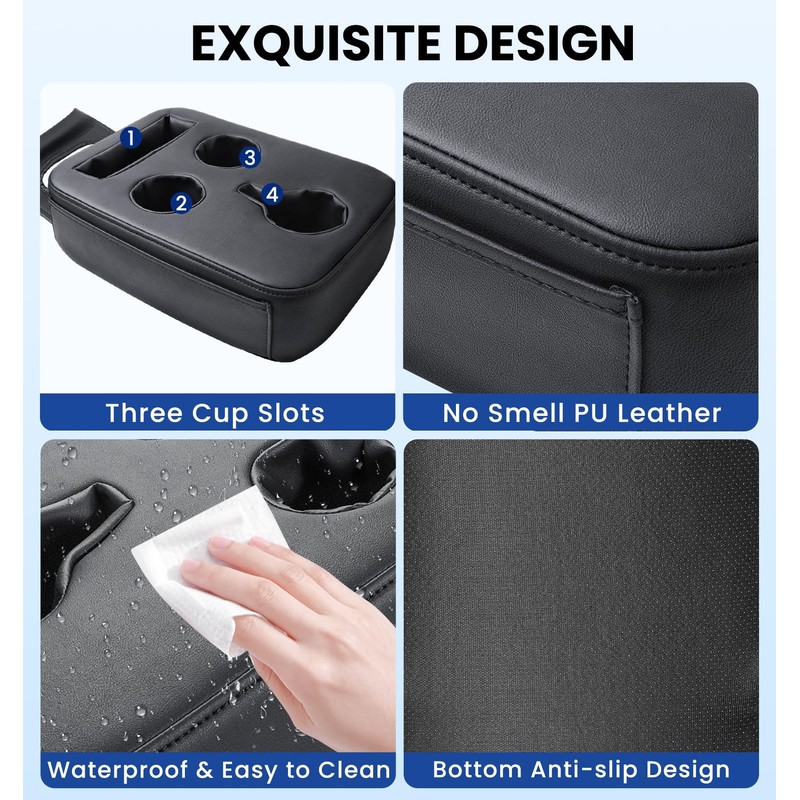 Back Seat Cup Holder for Car, PU Leather Couch Sofa