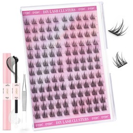 EMEDA Manga Lash Clusters Kit, Individual Lashes Wispy & Natural Cluster Lashes with Bond and Seal Tweezers, Soft Thin Band Anime False Eyelashes 10mm - 13mm Mix (EME04)