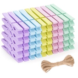 jijAcraft 7.2CM Pastel Wooden Pegs 50PCS: Macaron Color Clothes Pegs for Washing Line, Wooden Washing Peg, Strong Laundry Peg for Arts and DIY Crafts, Hanging Photo, Socks, Baby Clothes