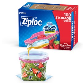 Ziploc Ziploc Quart Food Storage Bags, Stay Open Design with Stand-Up Bottom, Easy to Fill, 100 Count