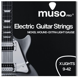 MUSO PRO Electric Guitar Strings – Nickel Wound, Super Light Gauge 9-42 – Bright Tone, Easy Bend Feel, Long-Lasting & Smooth Playability for Fast, Expressive Playing