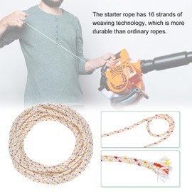 M METERXITY Recoil Starter Rope Pull Cord 6mm 10m Pull Starter Rope with Handles Nylon Pull Cord Pull Starter Rope for Mower/Chainsaw/Trimmer/Brush Cutter [White Red Yellow,Black]