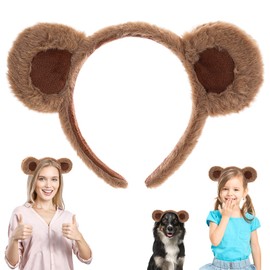 WLLHYF Bear Ears Headband Cute Party Headwear Animal Head Wear Fashion Hairband Soft and Comfortable Hair Hoops Hair Accessories for Adult Kids Party Decoration