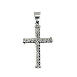 GLD Gold-Plated Cross Pendant for Men and Women - Minimalist Plain - Designed in Miami - Built to Last - Rope Cross Pendant - White Gold
