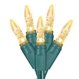 Dalla Costa 50 Count M5 Faceted Christmas Mini Light Set Indoor/Outdoor Use String Lights for Garden Christmas Tree Patio Lawn Party Home 120V UL Certified Green Wire 17 Feet (Warm White)