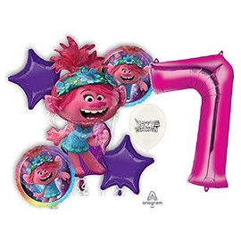Trolls World Tour Poppy 7th Birthday Party Decorations Bouquet of Balloons