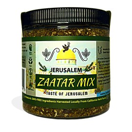 Jerusalem Zaatar Spice Mix Jar by Julian’s Valleys | Made with Natural Herbs and Pure Sumac | 4OZ | Zataar seasoning Jar| No Preservatives/No Citric Acid - (Za'atar/zatar/zahtar/zahatar)