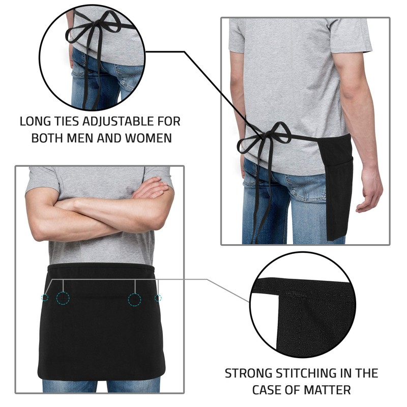 Utopia Wear 4 Pack Server Apron with 3 Pockets, Waist