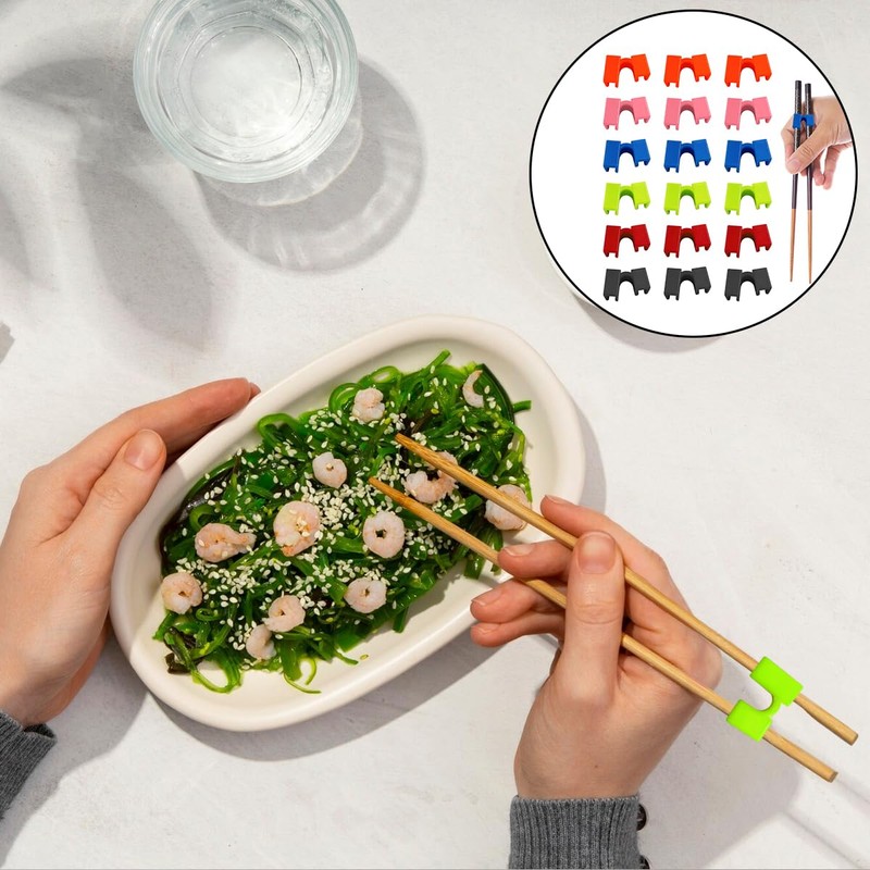 WELANE Chopstick Helpers, 18 PCS Plastic Training Chopstick Connector Holder