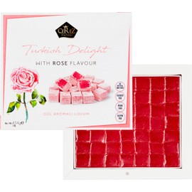 Turkish Delight with Rose Flavor 454gr Gourmet Medium Size Snacks Gift Box | No Nuts Sweet Luxury Traditional Confectionery Vegan Soft Candy Dessert Glucose Free Lokum (Loukoumi) Approx.42 Pcs