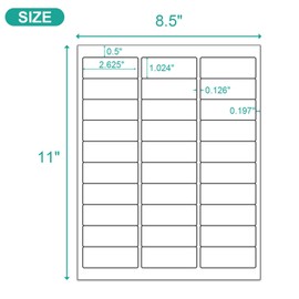MFLABEL Address Labels 1x2.625 Inch - 30 Per Sheet White Matte Mailing Labels for Laser & Inkjet Printers (750 Labels, 25 Sheets) - Strong Adhesive Shipping Stickers