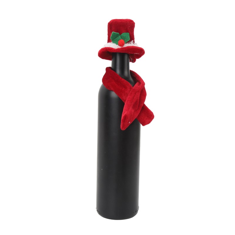 Christmas Wine Bottle Knit Hat Scarf Set Small Nylon Cotton