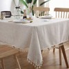 meioro Solid Colour Tassel Tablecloth, Rectangular, Cotton Linen Tablecloth, Suitable
