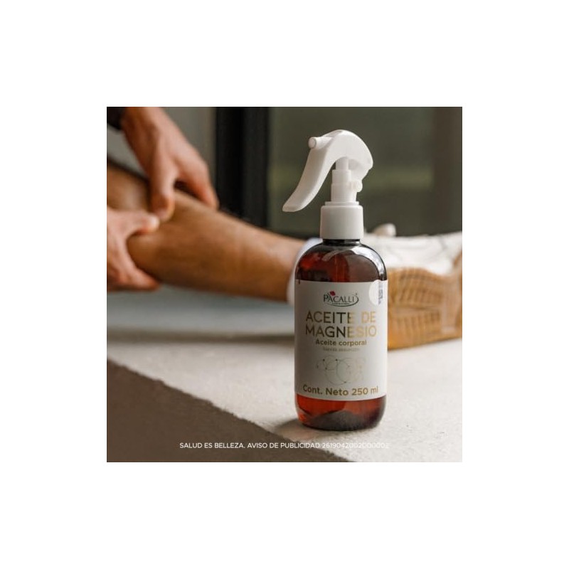Pacalli Aceite de Magnesio con Cloruro de Magnesio para Masaje,